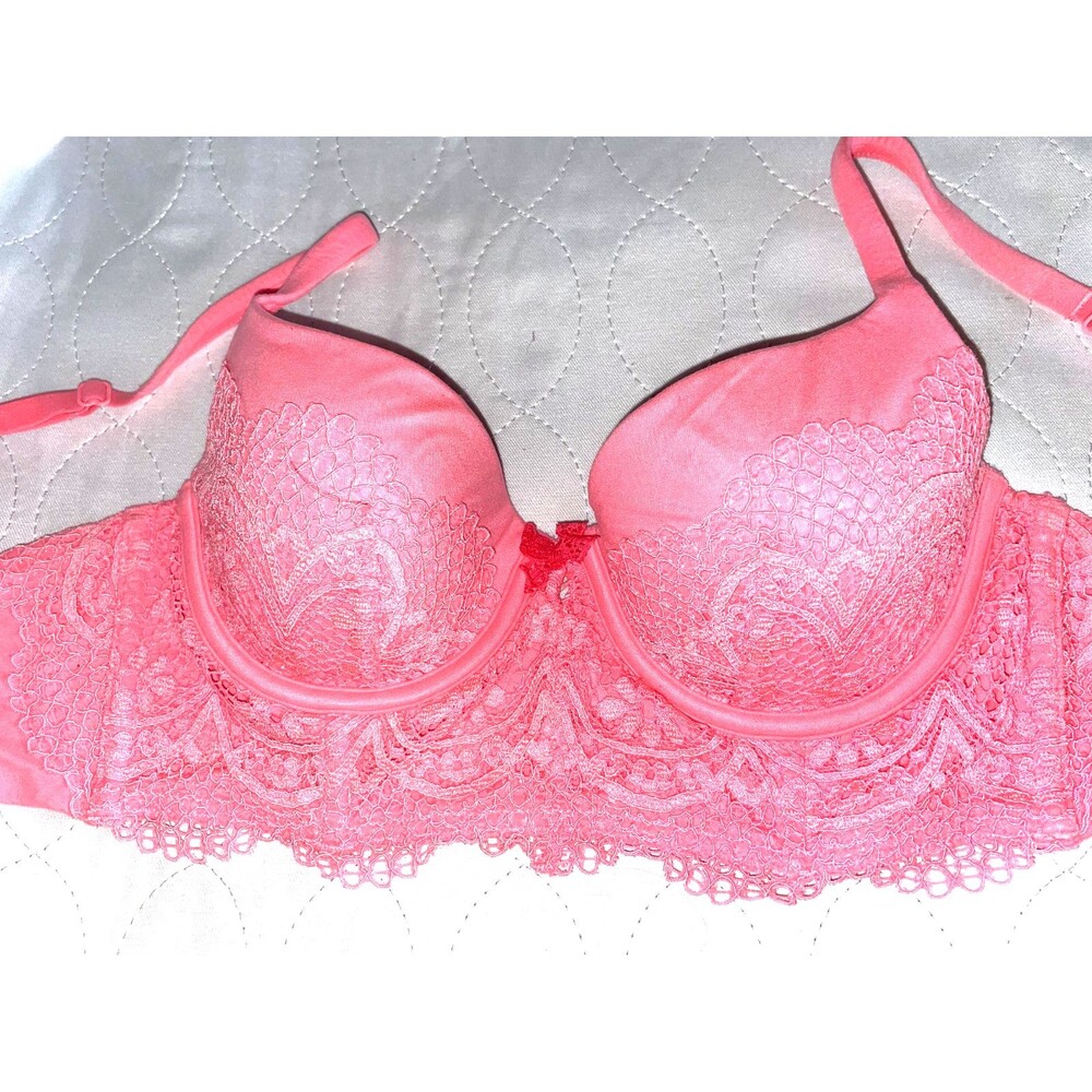 Victoria Secret Body By Victoria Lined Demi Bra 34B Pink Lace